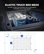 Orion Motor Tech Heavy Duty Cargo Net, 3' x 4' Bungee Cord Net Stretches to 6' x 8' for Pickups SUVs Vans Semis, Truck Bed Roof Rack Trailer Netting with Handmade Knotting 12 Carabiners Storage Bag