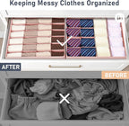 DIMJ Sock Organizer Drawer Organizer - Closet Organization and Storage, Underwear Drawer Organizer for Storing Socks, Handker