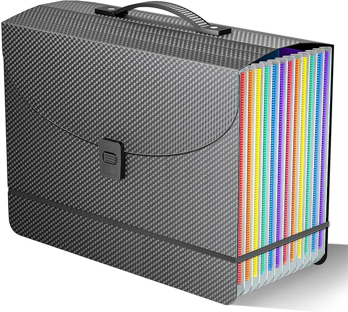 Expanding File Folder/Accordion File Organizer/Portable File Box with 13 Pockets,Fun Storage Filing Folders with Handle,Perfe