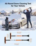 AstroAI 47.2" Ice Scrapers for Car Windshieldand Extendable Snow Brush with Foam Grip and 360° Pivoting Brush Head for Christmas Car Auto Truck SUV(Orange)