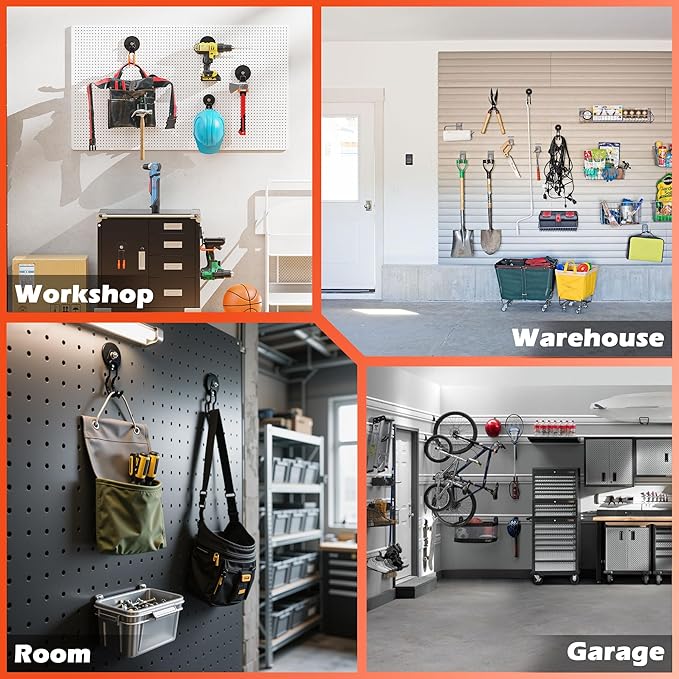 ULIBERMAGNET New Upgraded Garage Magnetic Hooks, 2 Pack Black Heavy Duty Large J Hooks with Magnet, Black Strong Anti-Slip Co