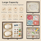 Jewelry Box for Women, Rustic Wooden Jewelry Boxes & Organizers with Mirror & Drawers,6 Layer Jewelry Organizer Box for Rings