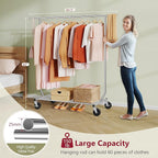 Tajsoon Clothing Rack Heavy Duty Clothes Racks Foldable Garment Rack with Wheels and Extendable Rod, Collapsible Clothing Rac