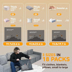 Travel Vacuum Bags for Clothing with Rechargeable Cordless Pump,Vacuum Storage Bags,18 Pack Vacuum Bags,Compression Packing f