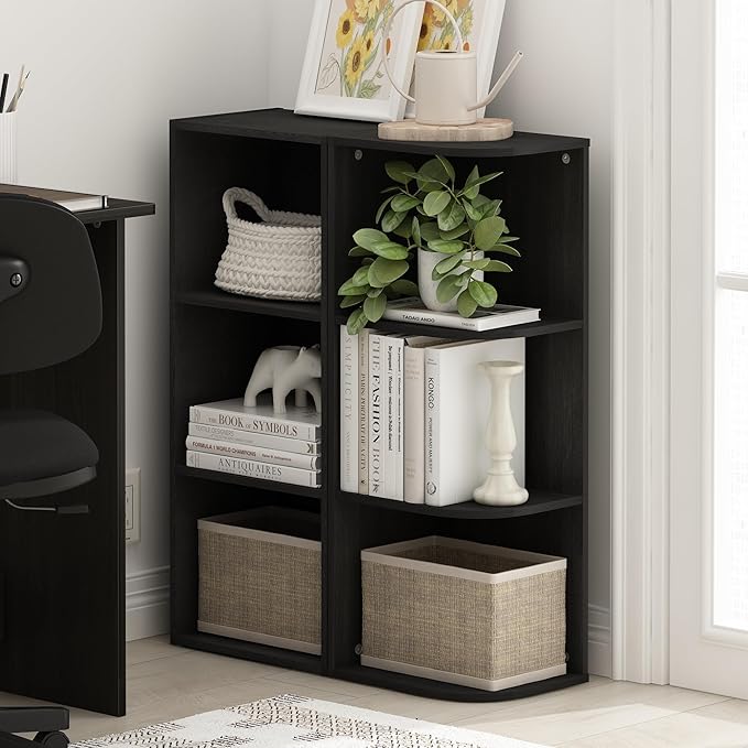 Furinno PASIR Book Shelf, 3-Tier Corner Bookshelf with Open Shelf, Standing Bookcase, 9.3 x 12 x 31.5 for Organization and St