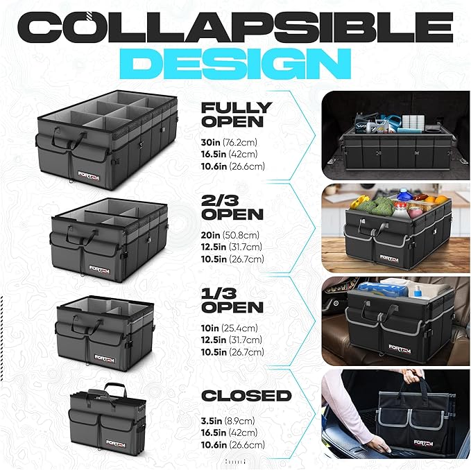 FORTEM Trunk Organizer with Cooler For SUV Car Trunk, Foldable Storage, Car Accessories for Women Men, Collapsible Bag, Perfect