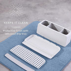 YouCopia The Ledge Toothbrush Holder, 3-Slot, Bathroom Vanity Counter Organizer with Cord Slots, Removable Base and Storage f