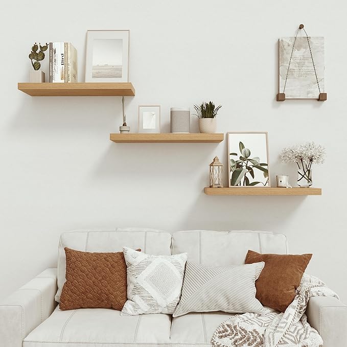 Vivelove Floating Shelves 24 inchs Long, Bathroom Shelves Over Toilet 9.1” Deep, Wall Mounted Wall Shelves for Bedroom, Livin