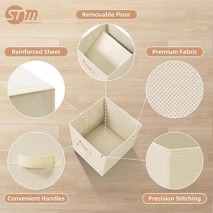 STORAGE MANIAC Storage Cubes, 11 Inch Collapsible Storage Bins with Handles, 8 Pack Fabric Foldable Bins for Organization, Du