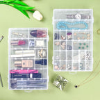 3 Pcs 36 Large Grids Clear Plastic Organizer Box with Adjustable Dividers Craft Organizers Box for Bead,Jewelry,DIY Crafts,Ar