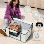 Fab totes 3 Pack Clothes Storage, Foldable Thick Fabric Blanket Storage Bags, Containers for Organizing Bedroom, Closet, Clot
