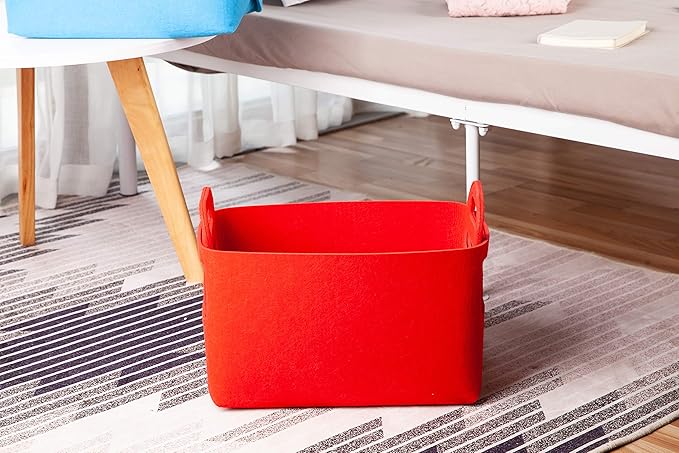 Minoisome Storage Basket Felt Storage Bin Collapsible& Convenient Box Organizer with Carry Handles for Office Bedroom Closet 