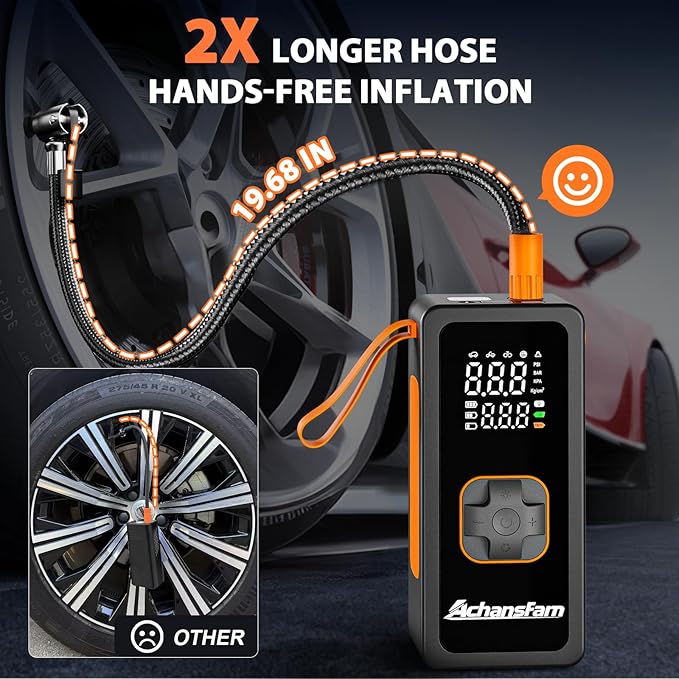 P9 Tire Inflator Portable Air Compressor, Dual Power, 150PSI Cordless Air Pump for Car Tires, Digital Gauge & Auto Stop, Small Air Compressor for, Bicycle, Motorcycle, Ball