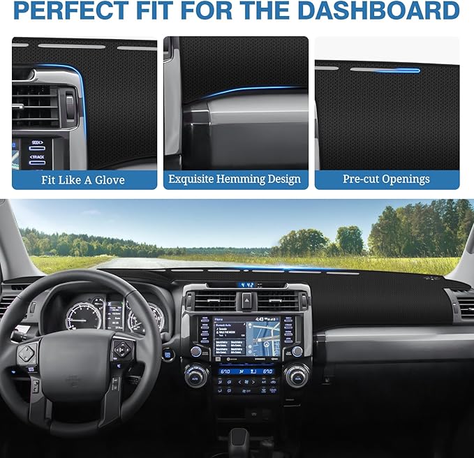 FIILINES Dash Cover for Toyota 4Runner 2010-2024, Dashboard Mat Accessories Dash Cover Sunshade Nonslip Mesh Protector No Gla
