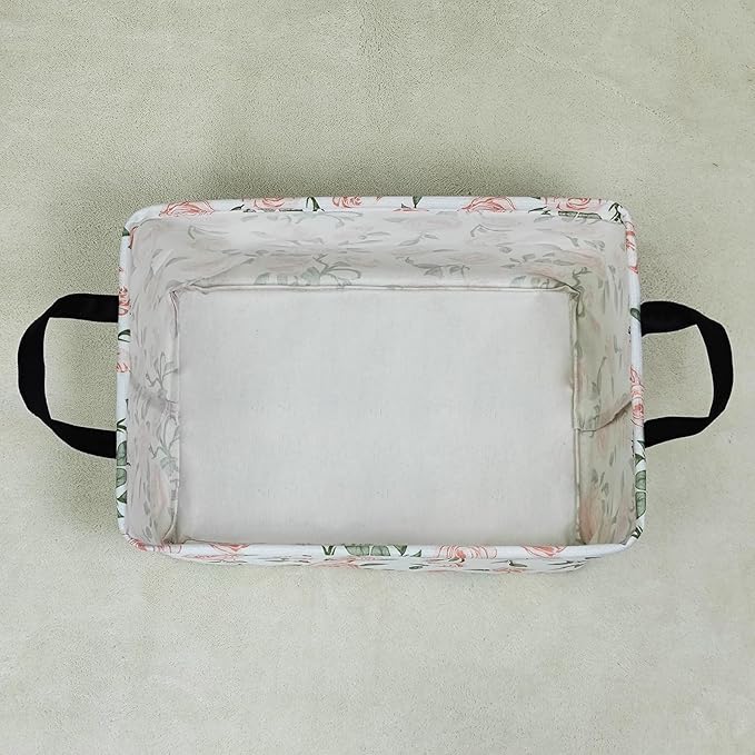 LANGYASHAN Rectangular Storage Bin Collapse Canvas Fabric Cartoon Storage Basket with Handles for Organizing Home Kitchen Boy