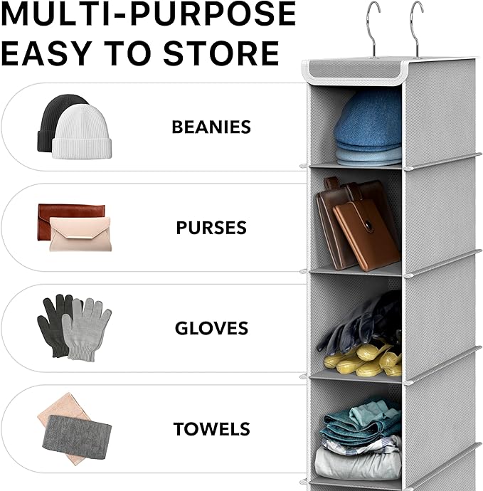 Simple Houseware 2 Pack 10 Shelves Hanging Organizer, Gray