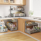 2 Pack 21IN-Depth Under Sink Organizer,Pull Out Cabinet Organizer With Smooth Cylindrical Rail,Metal Slide Out Drawer for Kit