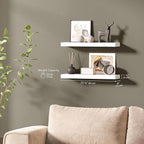 Ballucci Floating Shelves, 24" Wood Wall Shelf Set of 2, with Invisible Brackets for Bathroom, Living Room, Bedroom, Kitchen,