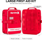 Large First Aid Kit for Car, Travel & Home - Emergency Kit for Hiking, Camping, Backpacking and Outdoors - Includes Zip Stitc