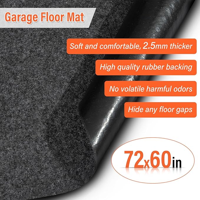 60 X 72 Inch Garage Floor Mat Under Car,Oil Spill Mat,Premium Maintenance mat,Waterproof Rubber Backing Layer Protects Garage