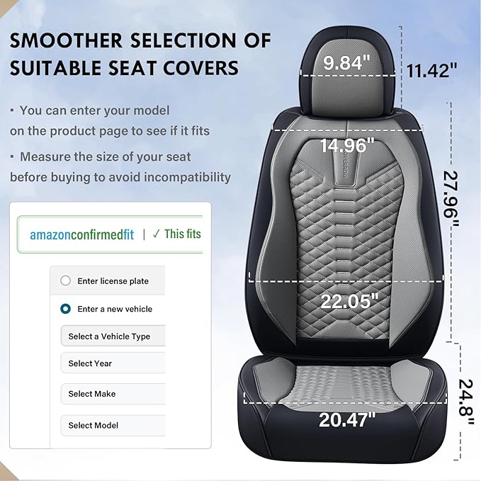 Coverado Seat Covers Full Set, Waterproof Nappa Leather Seat Covers for Cars, 5 Seats Universal Car Seat Protectors, Black an