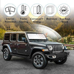 Front Windshield Sun Shade Foldable Front Window Sun Shade Windshield Shade Fit for 2018-2026 Jeep Wrangler JL & 2/4 Door 4XE & 2020-2026 Jeep Gladiator JT Block UV Rays