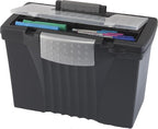 Storex Portable Letter/Legal Filebox with Organizer Lid, Letter/Legal Files, 14.5" X 10.5" X 12", Black