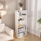 5 Tier Book Shelf,Wooden 5 Cube Storage Organizer, 54 Inch Versatile Cubes Shelf and Cubby Unit for Any Space (White, 5 Cube-
