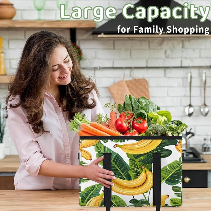 Reusable Grocery Bag, Foldable Large Shopping Tote Bag for Groceries Kitchen Picnic Car Trunk