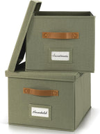 ZICOTO Decorative File Organizer Box Set of 2 - Collapsible Linen Filing Cabinets w/Handles Are Perfect to Store all Your Doc