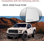 Passenger Side Heated Mirror Glass Replacement For Ford F150 2015 2016 2017 2018 2019 2020 - for Ford F150 Power Side Mirror with Blind Spot Detection System and Rear Holder