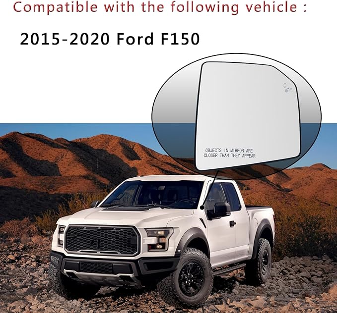 Passenger Side Heated Mirror Glass Replacement For Ford F150 2015 2016 2017 2018 2019 2020 - for Ford F150 Power Side Mirror with Blind Spot Detection System and Rear Holder