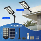 9000W Pro Large Solar Street Lights Outdoor with Thickened Shell, Commercial Grade Street Light Dusk to Dawn, Motion Sensor Solar Security Flood Light Waterproof for Parking Lot, Yard, Driveway, Farm