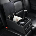 Coverado Car Center Console, Universal Rear Bench Seat Consoles, Truck Seat Organizer and Storage, Back Seat Car Organizer with Cup Holder, Central Armrest Box (Regular, Black)