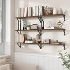 Axeman 24 Inch Floating Shelves | 8 Inch Deep Walnut Wall Shelves Set of 2 | 24W x 8D Rustic Wood Shelves for Bookshelf Livin