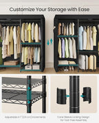 SONGMICS Heavy-Duty Clothes Rack, Garment Rack, Portable Closet, 68.7-Inch Wide Clothing Rack with Adjustable Mesh Shelves an