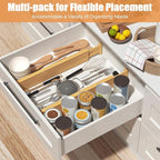 Bamboo Drawer Dividers,17-22" Adjustable Kitchen Drawer Organizer for Clothes,8 Pack Expandable Drawer Organization Separator
