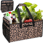 Muzale Reusable Grocery Bags Foldable Extra Large Utility Tote Bag with Wire Frame Heavy Duty Shopping Bags with Handles for Groceries Sturdy Grocery Totes with Pockets for Car Trunk Storage Laundry