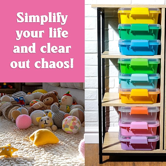 Carolart 3 Pack,Empty Sensory Bin,13.5 Inch Storage Container,Portable Plastic Storage Bins, Stackable Play Tray for toys,art