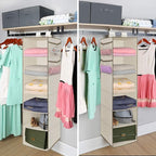 MAX Houser 6 Tier Shelf Hanging Closet Organizer, Closet Hanging Shelf with 2 Widen Straps for Storage, Foldable (Beige2) | S