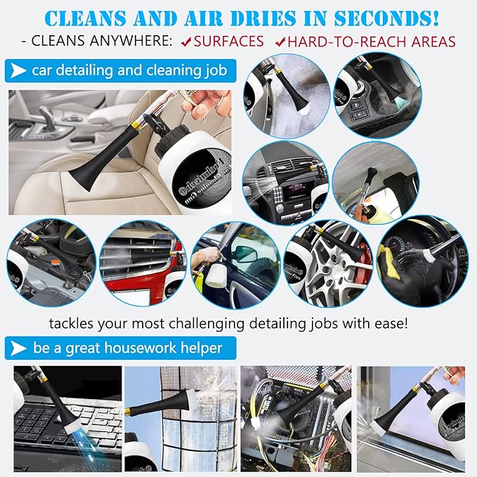 Car Detailing Kit Car Interior Cleaner Turbo Car Cleaning Gun Pro & at Home Interior Car Cleaning Supplies Kit for Upholstery