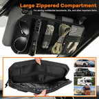 Molle Car Sun Visor Organizer, Auto Semi-Rigid MOLLE Panel Police Gear Holder w/Zipper Pocket & Sunglasses Clip, Universal Tactical Panel Visor Organizer for Cars SUVs Trucks
