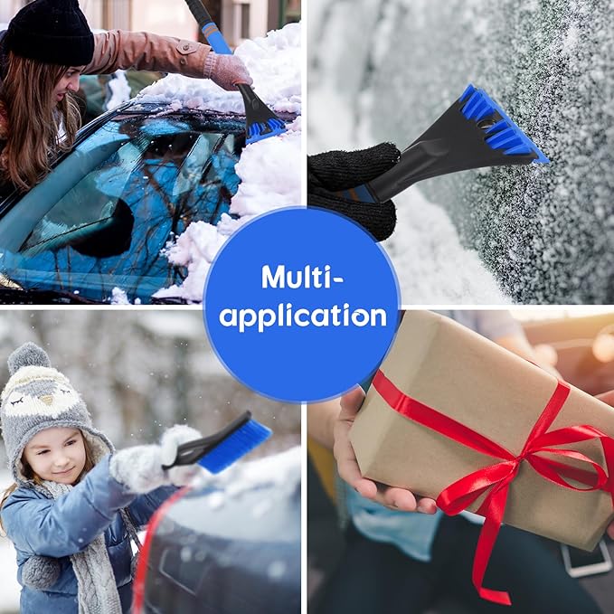 27"-33" Snow Brush and Detachable Ice Scraper with Ergonomic Foam Grip Scalable Range 27" Winter Accessories for Cars Trucks SUV(Blue)