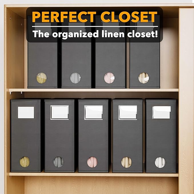 SpaceAid 9 Pack Bed Sheet Organizers and Storage, Foldable Sheet Organizer with Window for Linen Closet, Set Folder Keeper fo