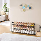 FAVOOSTY 3-Tier Expandable Shoe Rack, Adjustable Shoe Shelf Storage Organizer Space Saving Metal Free Standing Shoe Rack for 