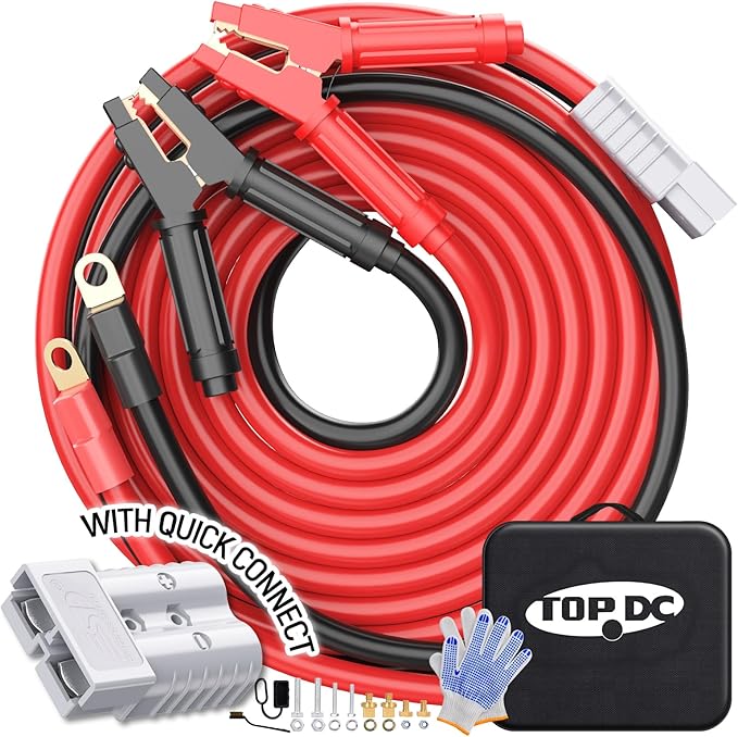 TOPDC 0 Gauge 30 Feet Jumper Cables with Quick Connect Plug for Car, SUV and Trucks Battery, Heavy Duty Automotive Booster Cables for Jump Starting Dead or Weak Batteries with Carry Bag