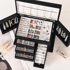 Poyilooo Jewelry Box Organizer, Solid Wood Jewelry Boxes for Women, Double Layer Jewelry Organizer Box Display Earring Neckla