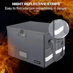 ENGPOW File Box with Lock, Fireproof Document Box with Pockets, Collapsible File Organizer Filing Storage Cabinet with Handle