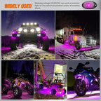 Nilight LED Rock Light 4PCS Pink Purple Underglow Wheel Well Fender Pods Waterproof Exterior Underbody Roof Rack Side Lamps for 12V 24V Car Truck Pickups ATV UTV SUV Motorcycle Boat