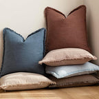 Foindtower Set of 2 Decorative Linen Fringe Throw Pillow Covers Cozy Boho Farmhouse Cushion Cover with Tassels Accent Pillowc